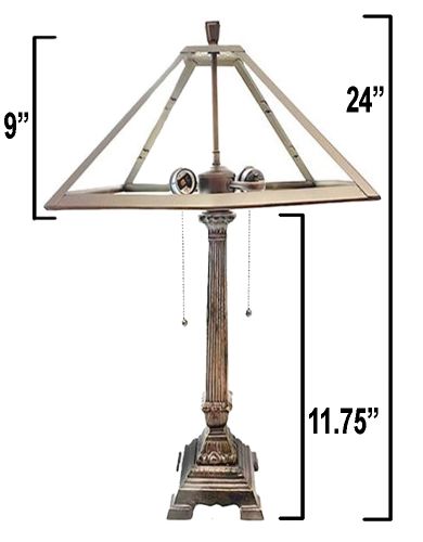 31000- 15" Dia. Metal Panel Lamp Base Kit, Antique Bronze Finish with Gold Highlts, 24" Tall