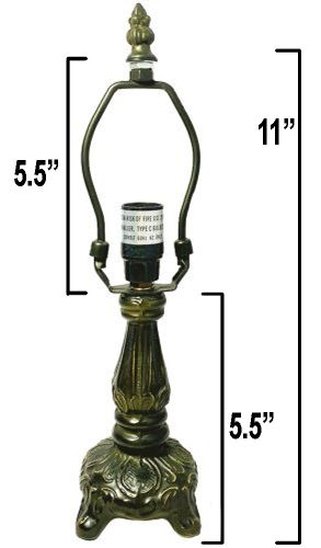 32008-Grecian Metal Lamp Base, Antique Bronze Finish With Gold Highlts, 11" Tall