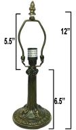 32010- Gothic Metal Lamp Base, Antique Bronze Finish With Gold Highlts, 12" Tall