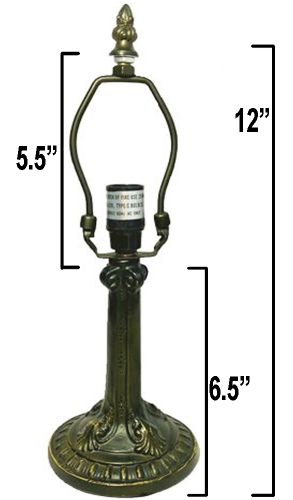 32010- Gothic Metal Lamp Base, Antique Bronze Finish With Gold Highlts, 12" Tall