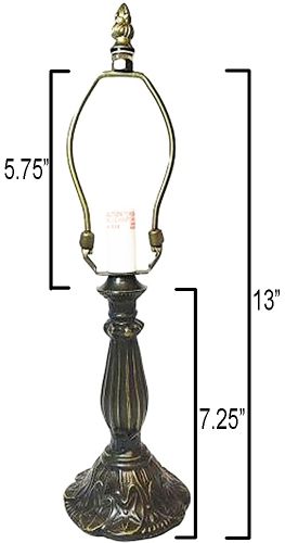 32017- Lily Metal Lamp Base, Antique Bronze Finish With Gold Highlts, 13" Tall