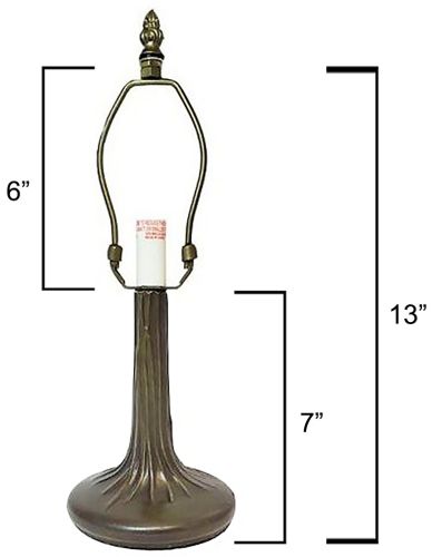 32019- Tree Trunk Metal Lamp Base, Antique Bronze Finish With Gold Highlts, 13" Tall