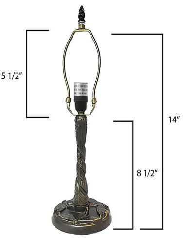 32020- Twisted Dragonfly Metal Lamp Base, Antique Bronze Finish With Gold Highlts, 14" Tall