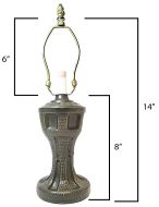 32021- Urn Metal Lamp Base, Antique Bronze Finish With Gold Highlts, 14" Tall