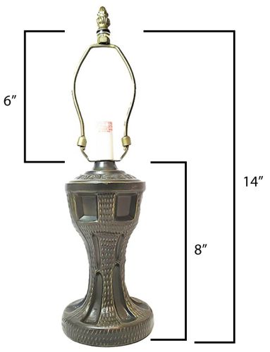 32021- Urn Metal Lamp Base, Antique Bronze Finish With Gold Highlts, 14" Tall
