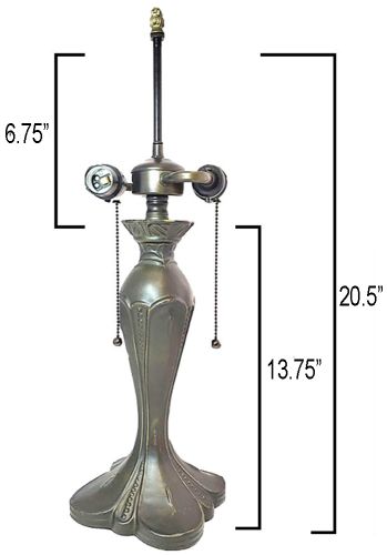 32041- Tulip Metal Lamp Base, Antique Bronze Finish With Gold Highlts, 20-1/2" Tall