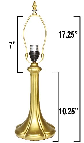 32045G- Nouveau Petal Metal Lamp Base, Bright Gold Finish. 17.25" 