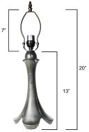 32052- Tulipa Metal Lamp Base, Antique Bronze Finish With Gold Highlts, 20" Tall