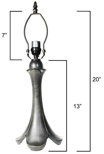 32052- Tulipa Metal Lamp Base, Antique Bronze Finish With Gold Highlts, 20" Tall