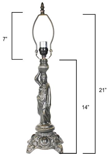 32061- Poseidon Metal Lamp Base, Antique Bronze Finish With Gold Highlts, 21" Tall