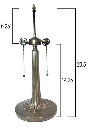 32075 - Tree Trunk Metal Lamp Base, Antique Bronze Finish With Gold Highlts, 20-1/2" Tall