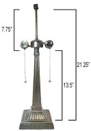 32080- Mission Metal Lamp Base, Antique Bronze Finish With Gold Highlts, 21-1/4" Tall