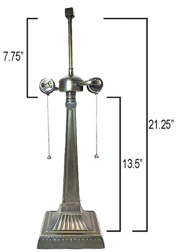 32080- Mission Metal Lamp Base, Antique Bronze Finish With Gold Highlts, 21-1/4" Tall