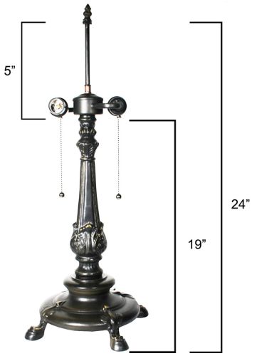 32091- Petastal Metal Lamp Base, Antique Bronze Finish With Gold Highlts, 24" Tall