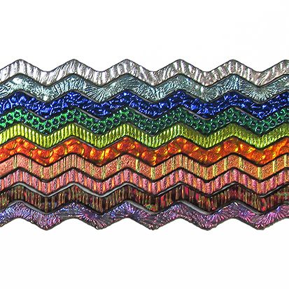 DWF210-CBS Dichroic Wavy Firestrips Texture 6mm on Black 96 COE